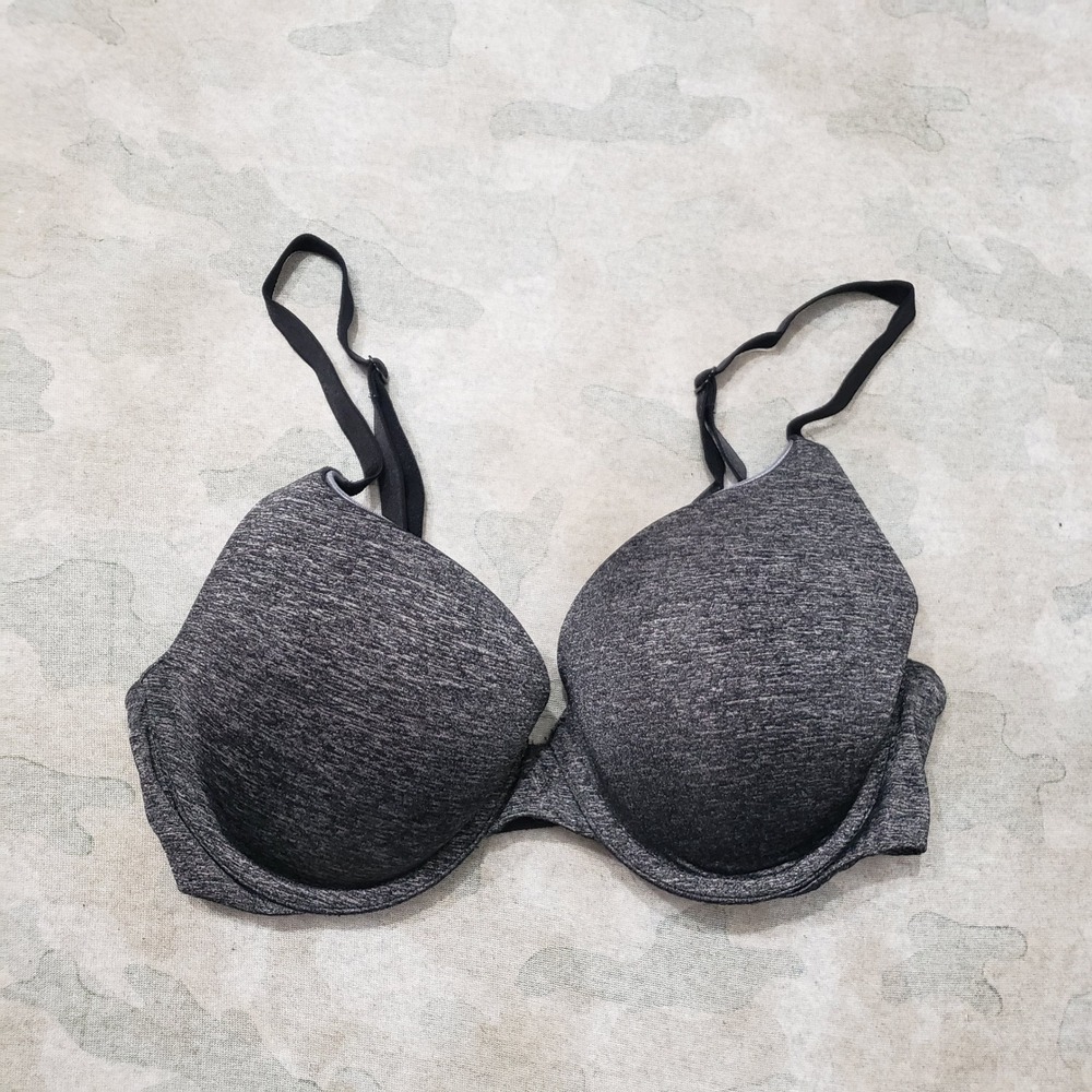 Victoria's Secret T-Shirt/Push-Up Bra Womens 32C Gray Heathered Underwire